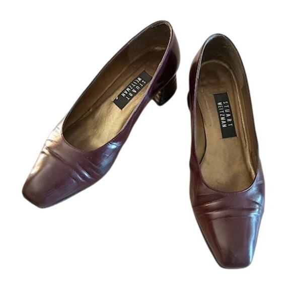 Stuart Weitzman Taurus Pumps Bordeaux Mirror Calf 8.5B - Picture 2 of 10